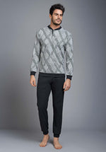 Pigiama uomo Enrico Coveri ep5054 grigio in punto milano con rombi