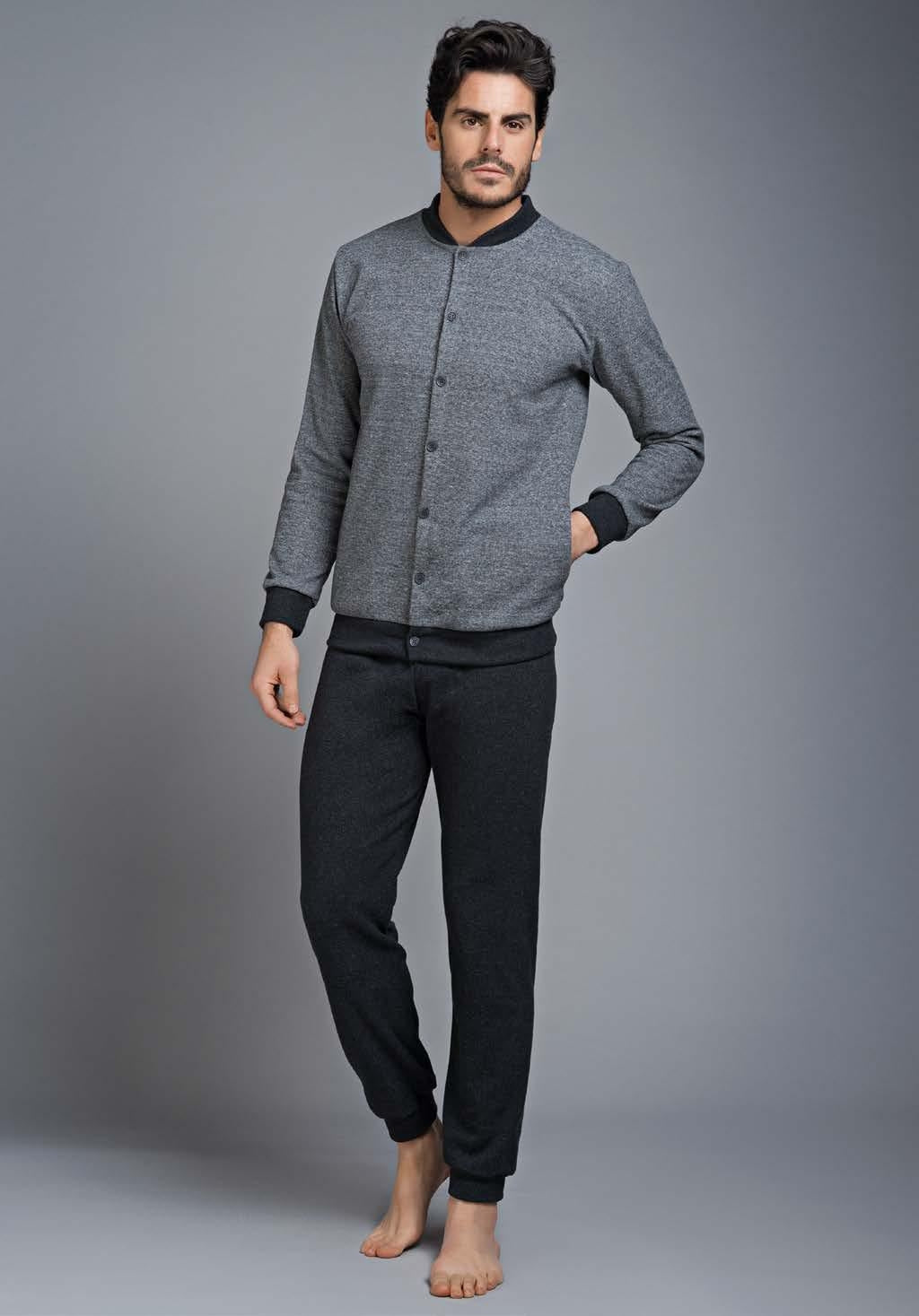 Pigiama uomo Enrico Coveri ep5058 invernale antracite caldo cotone