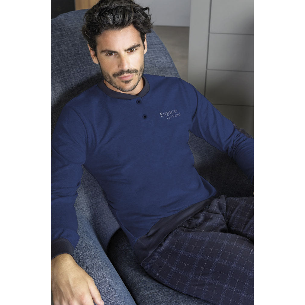 Pigiama uomo Enrico Coveri EP8131 cotone oceano