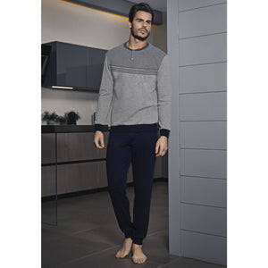 Pigiama uomo invernale Enrico Coveri EP2053 grigio caldo cotone