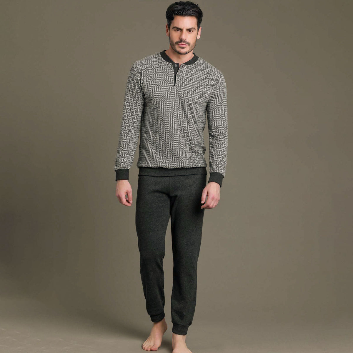 Pigiama uomo invernale punto milano Enrico Coveri EP2068 grigio