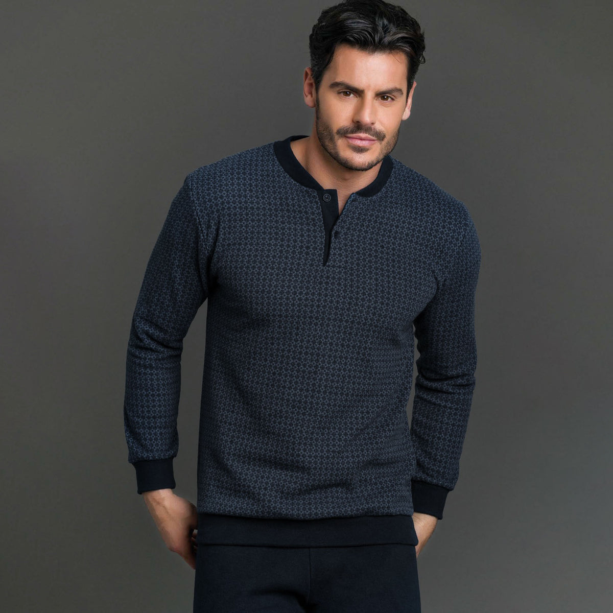 Pigiama uomo invernale Enrico Coveri EP2068 blu punto milano