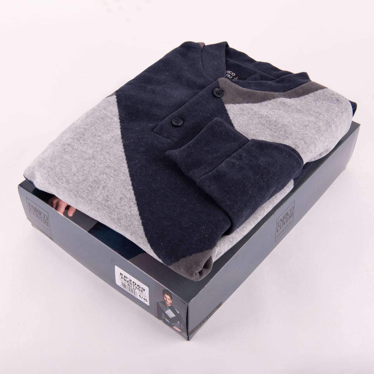 Pigiama uomo invernale Enrico Coveri EP2069 blu punto milano