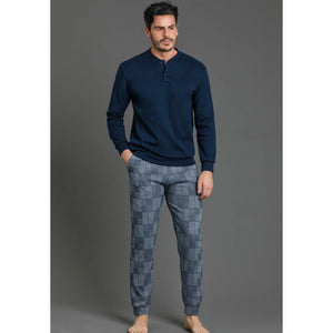 Pigiama uomo invernale Enrico Coveri EP2076 blu punto milano