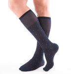 Calze lunghe uomo Enrico Coveri premium in cotone blu rettangolini arancioni