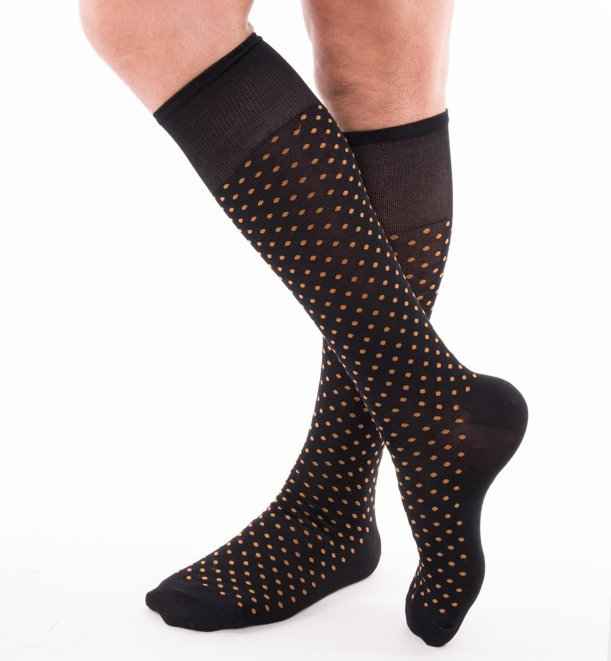 Calze moda uomo lunghe Enrico Coveri summer cotone elasticizzato pois senape