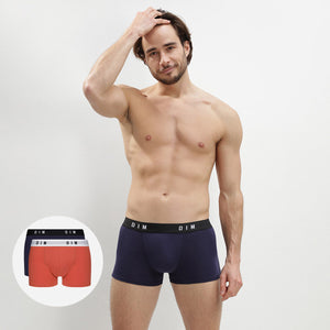 Boxer Dim D0ARL cotone elasticizzato salmone+blu 2 pz