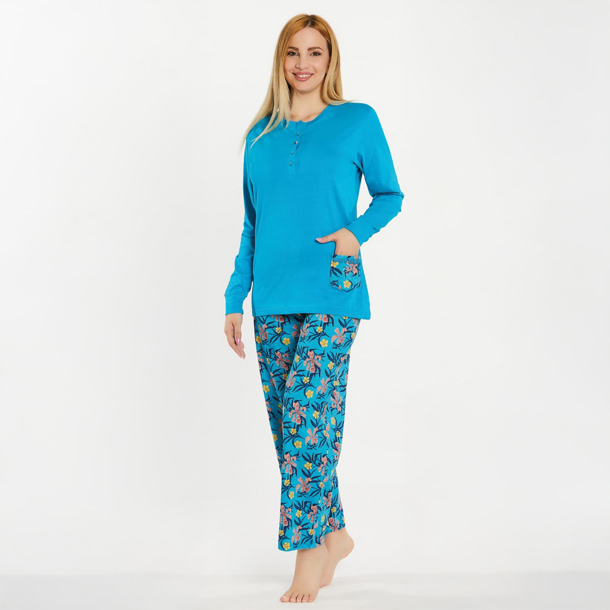 Pigiama Donna floreale 100% Cotone Nazareno Gabrielli D3036