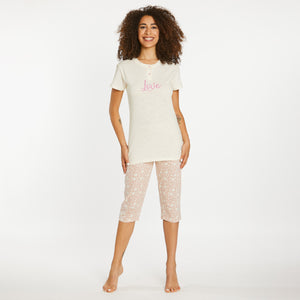 Pigiama donna estivo 100% cotone con pantalone capri Nazareno Gabrielli D3048