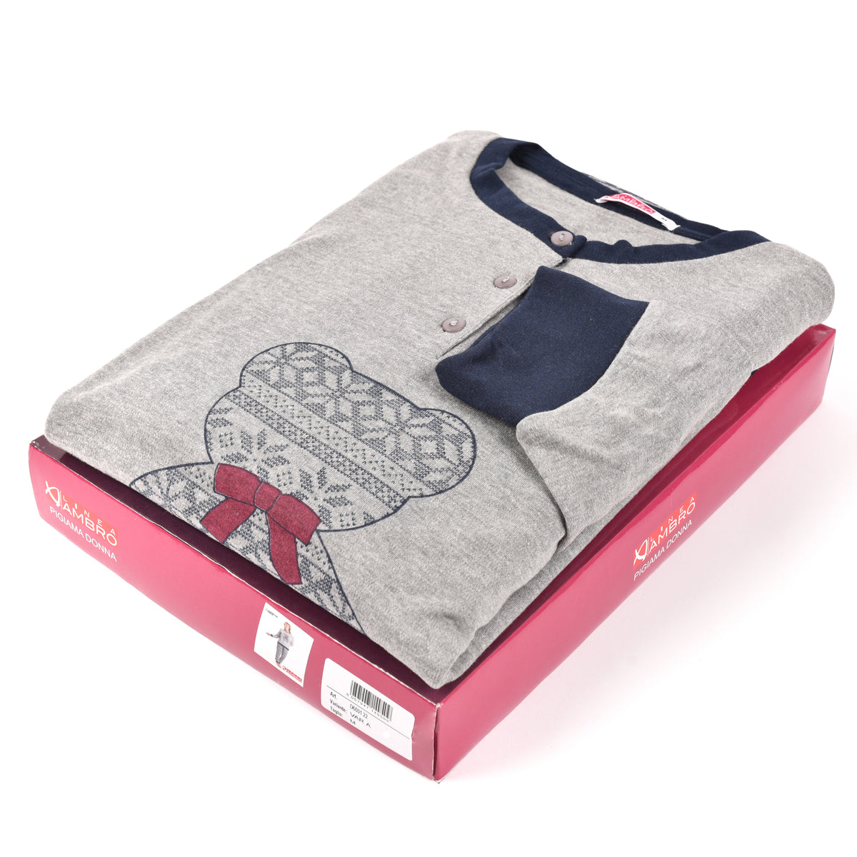 Pigiama donna Ambro caldo cotone D6001.22 grigio