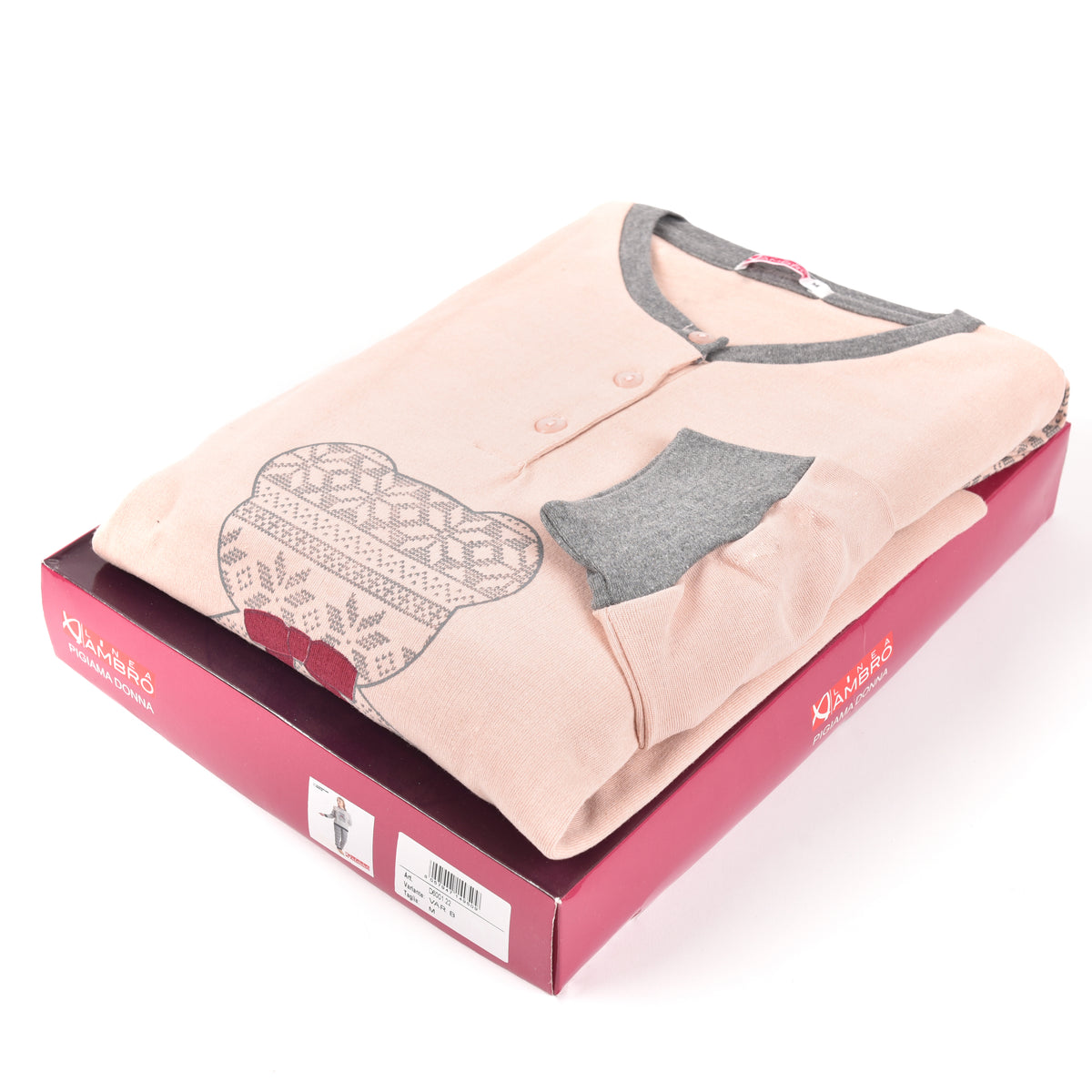 Pigiama donna Ambro caldo cotone D6001.22 rosa