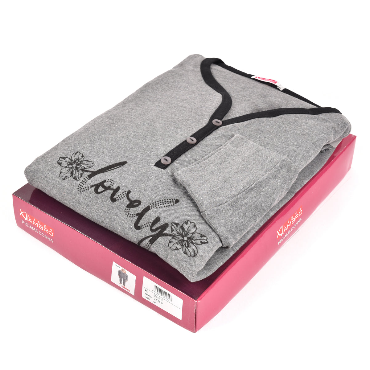 Pigiama donna Ambro caldo cotone D6005.22 grigio 
