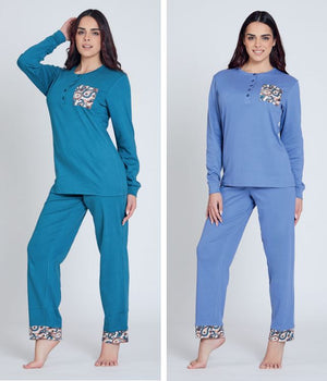 Pigiama donna scollo serafino caldo cotone Nazareno Gabrielli D6011