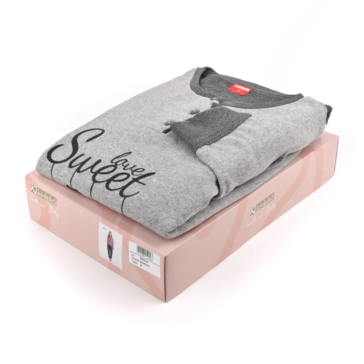 Pigiama donna Ambro punto milano caldo D6502.22 grigio chiaro
