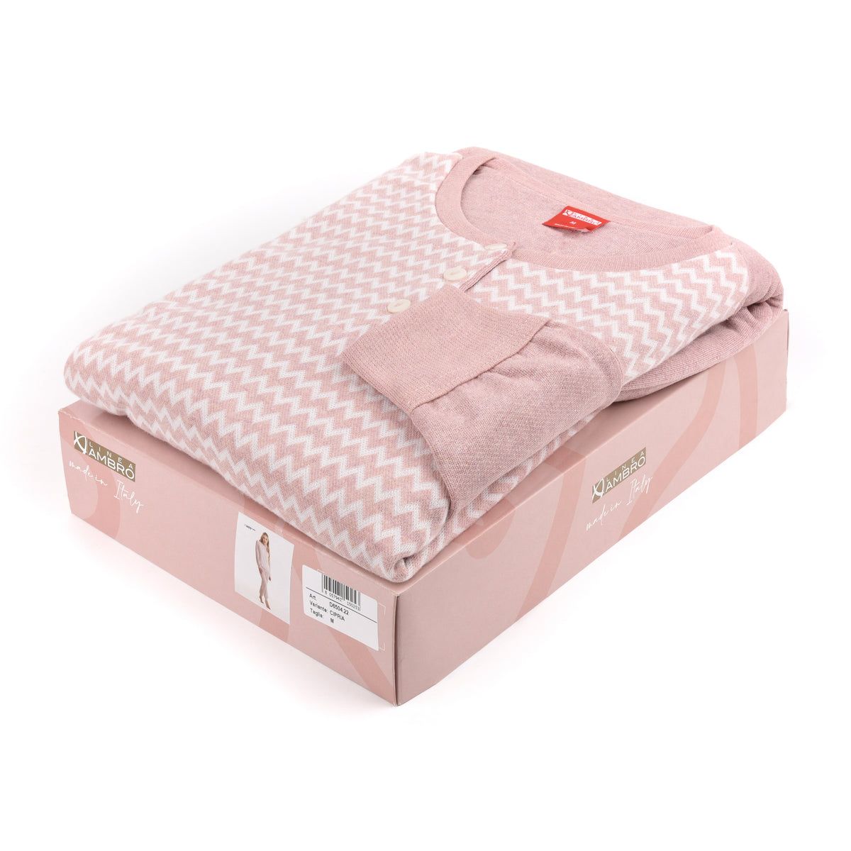 Pigiama donna Ambro cotone felpato con polsini 6504.22 rosa