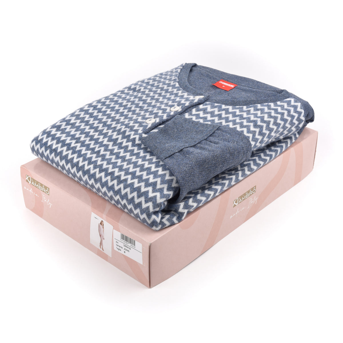 Pigiama donna Ambro cotone felpato con polsini 6504.22 jeans