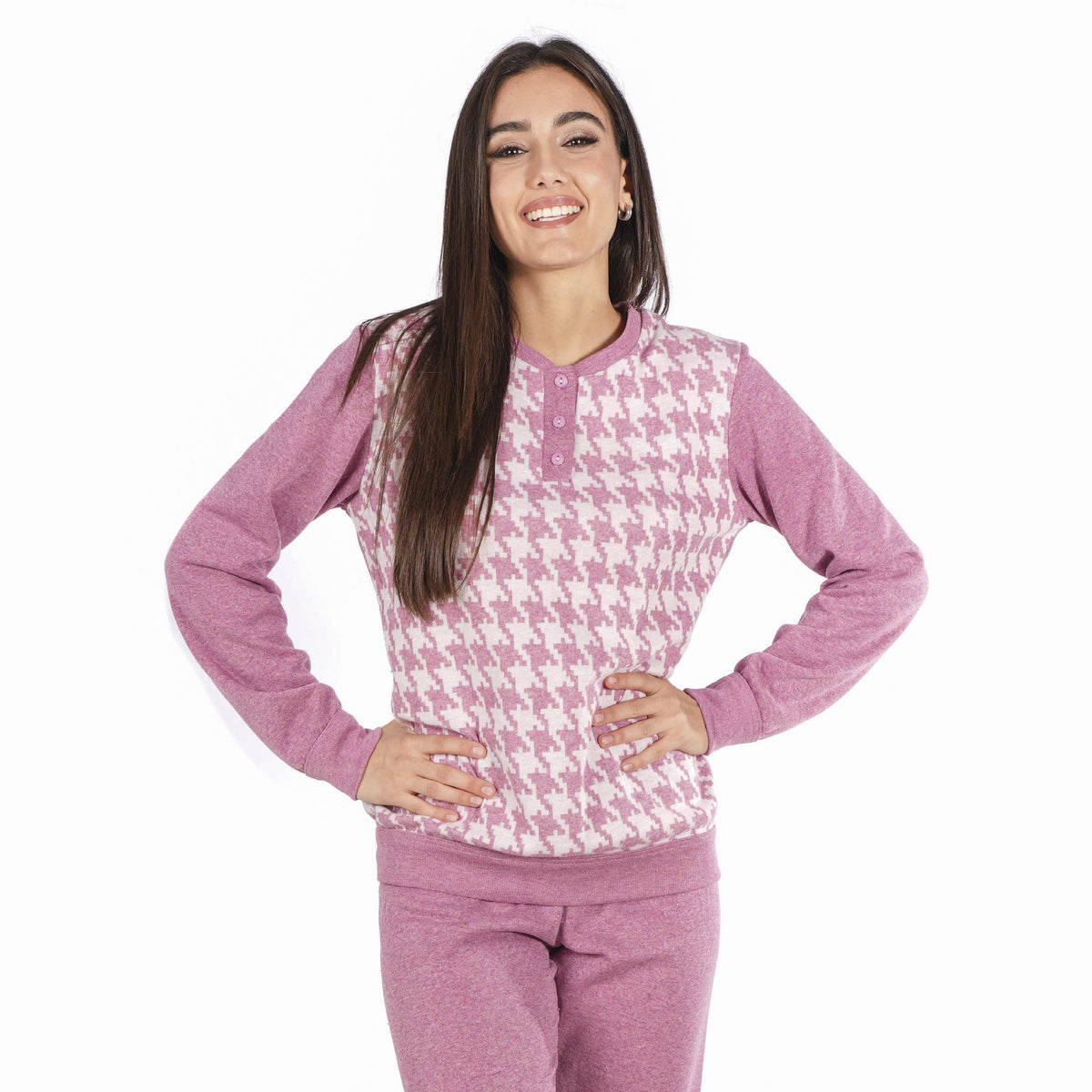 Pigiama donna in punto milano Pied de poule Ambro D6506.23