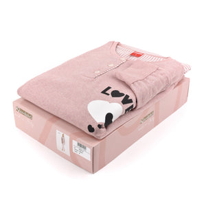 Pigiama donna cotone felpato Ambro D6507.22 rosa Love