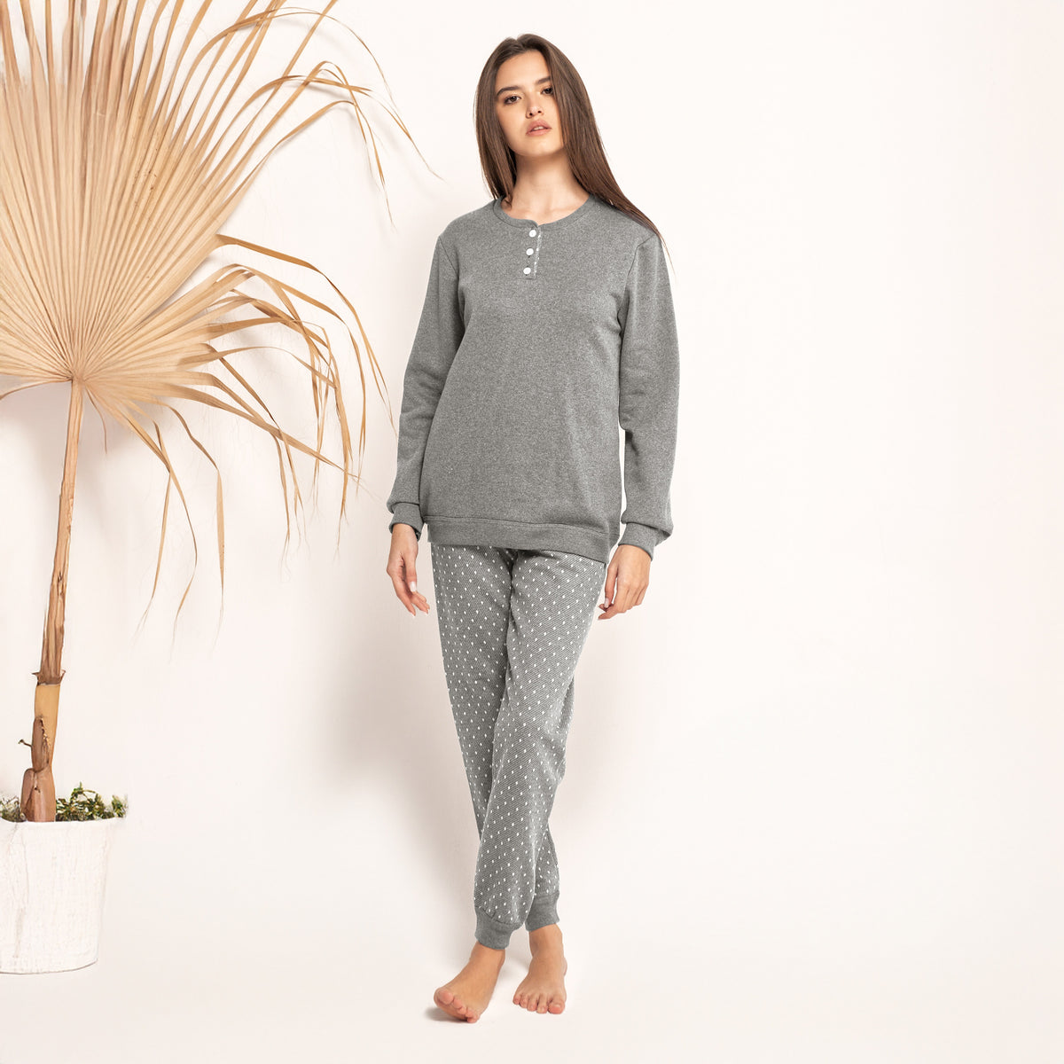 Pigiama Donna in punto milano fantasia a pois D6508.24 Ambro