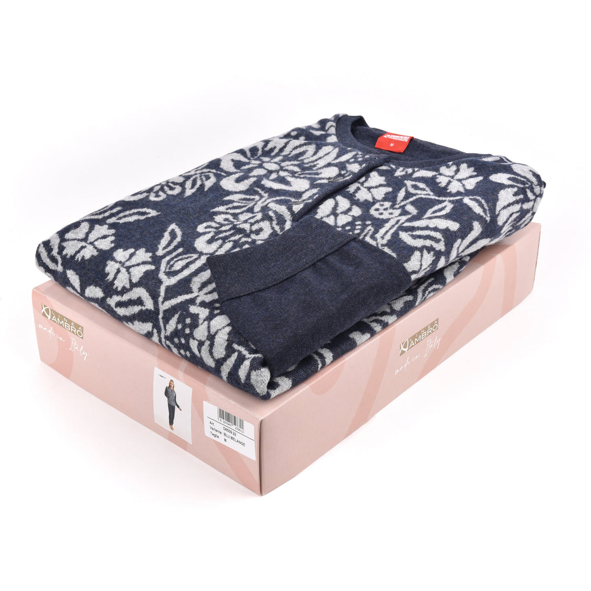 Pigiama donna punto milano Ambro fiori blu D6509.22