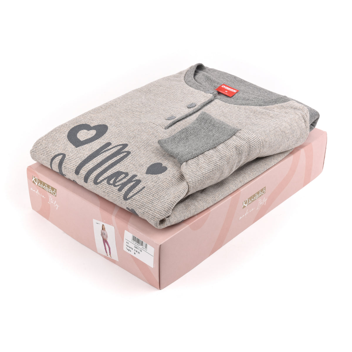 Pigiama donna Ambro cotone felpato grigio D6511.22