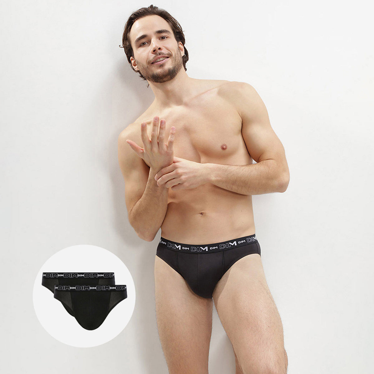 Slip uomo Dim D6595 cotone elasticizzato nero 2 pz