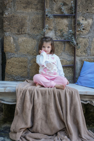 Pigiama bimba Biancaluna in caldo cotone orsacchiotto 23D90402