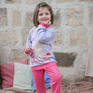 Pigiama bimba Biancaluna in caldo cotone orsacchiotto 23D90402