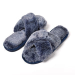 Pantofole donna con fascia di pelliccia soffice Preziosa 0049 bluette