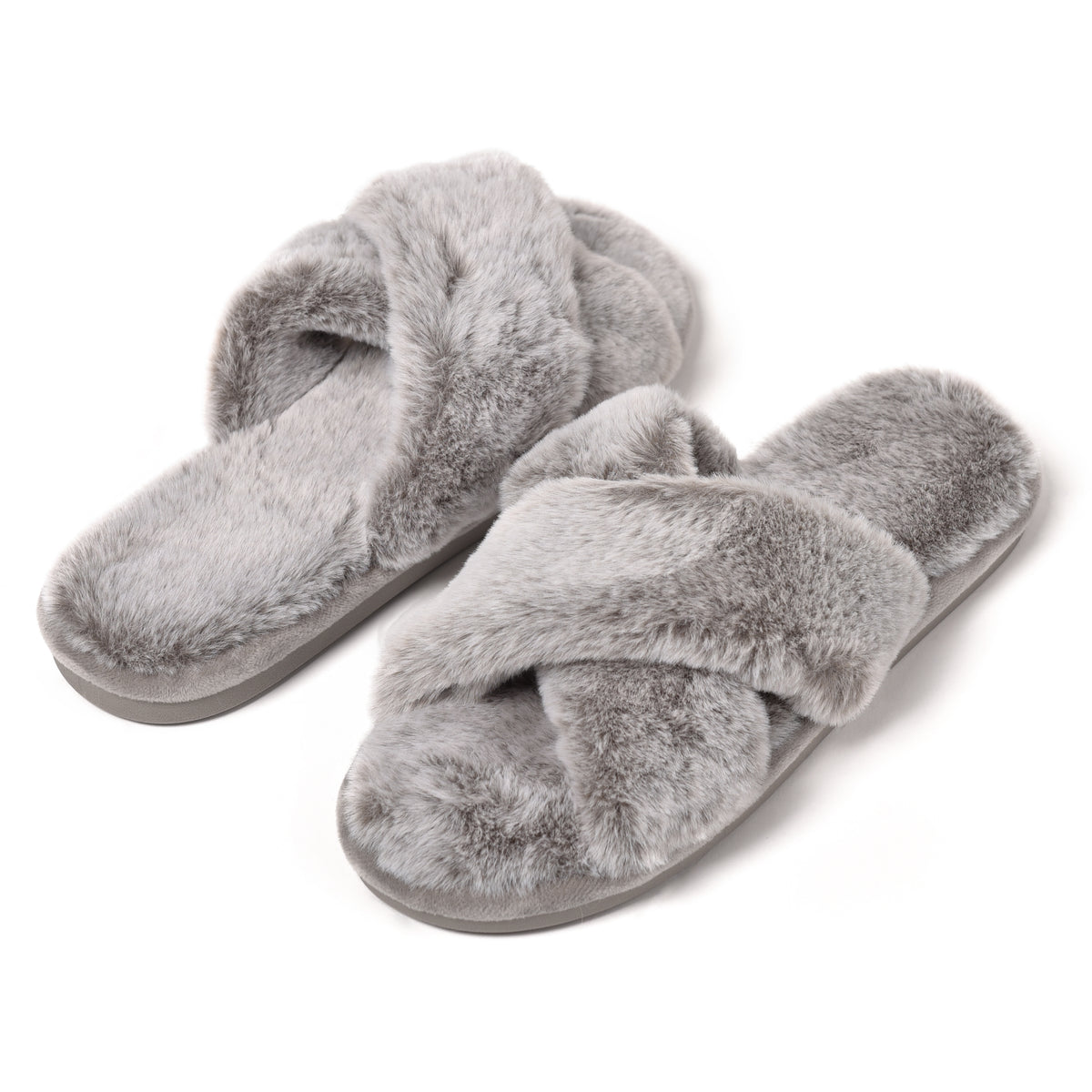 Pantofole donna con fascia di pelliccia soffice Preziosa 0049 grigio
