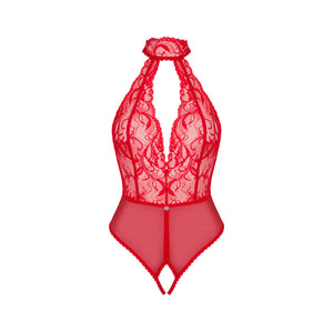 Body sexy in pizzo con cavallo aperto e choker Obsessive Dagmarie