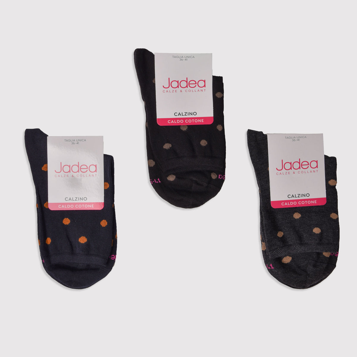 Calze Jadea donna moda JAI21010 var A pois cotone 3 paia