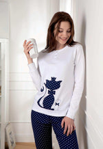 Pigiama donna Cotonella DD985 caldo cotone gattina pois