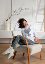 Pigiama donna Cotonella DD986 caldo cotone cuore
