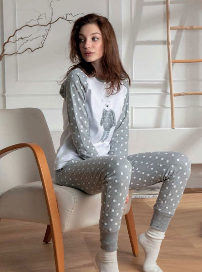 Pigiama donna Cotonella DD991 caldo cotone orsacchiotto