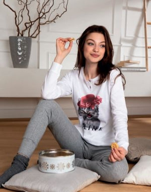 Pigiama donna Cotonella DD992 caldo cotone gattina