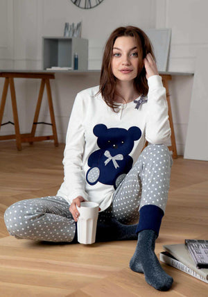 Pigiama donna Cotonella DD999 caldo cotone orsacchiotto