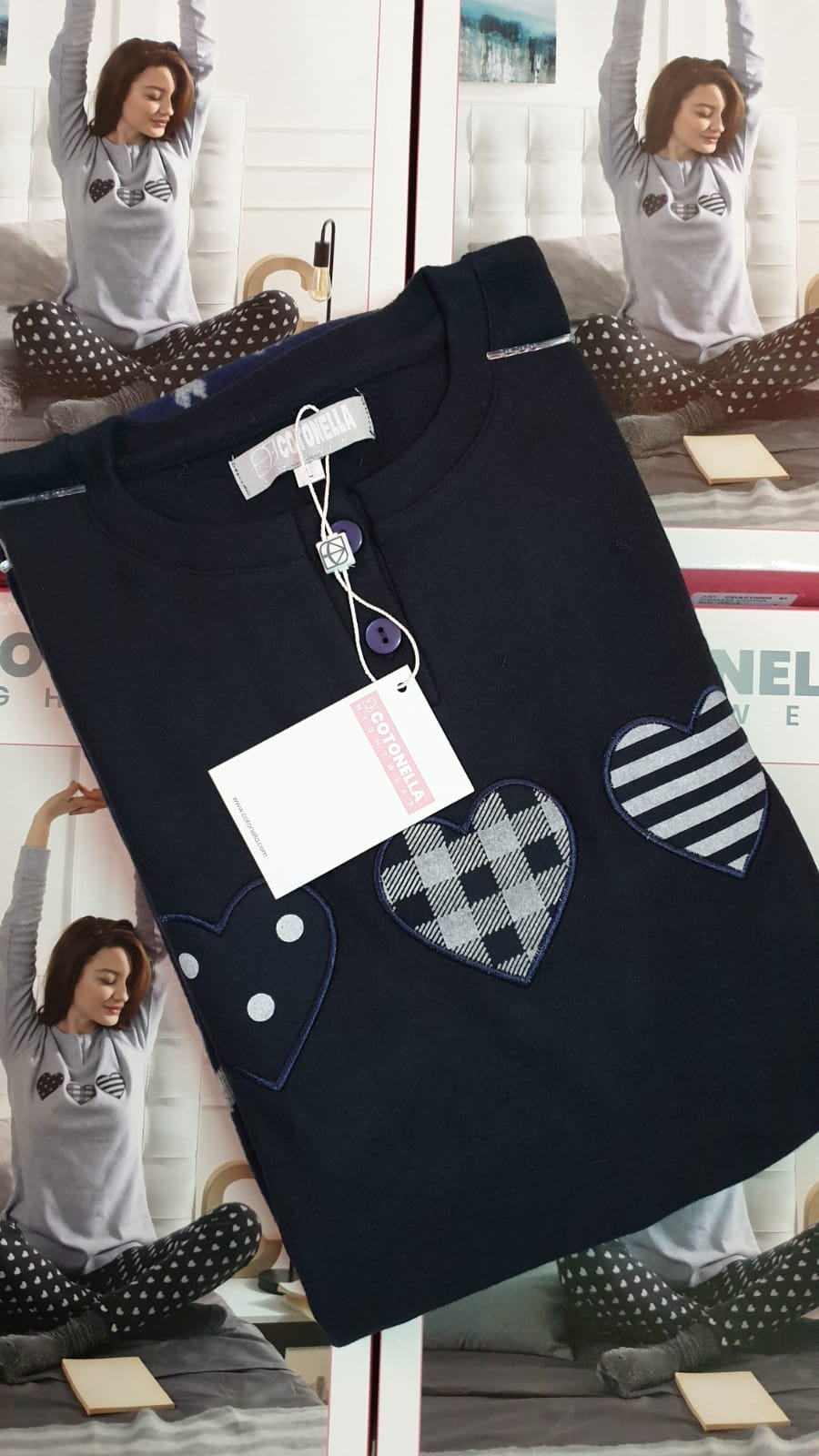 Pigiama donna Cotonella DDA01 punto milano cuori