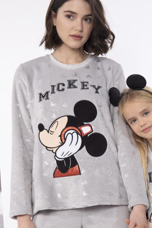 Pigiama donna invernale Disney 54366 in pile coral topolino