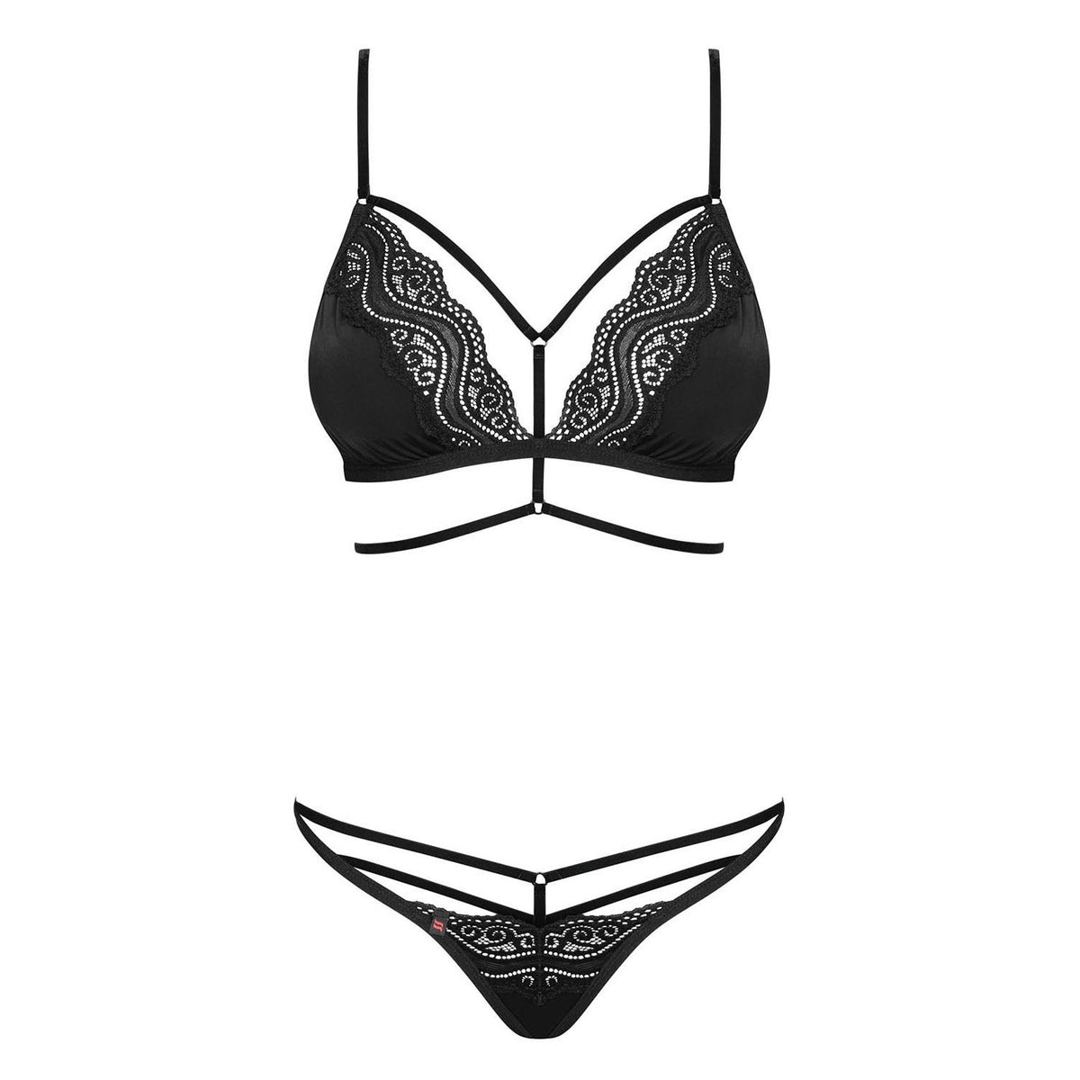 Sexy set reggiseno + perizoma Obsessive Diyosa pizzo nero 2 pz