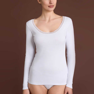 Maglia donna manica lunga pizzo e thermo cotton Ragno DM44A9