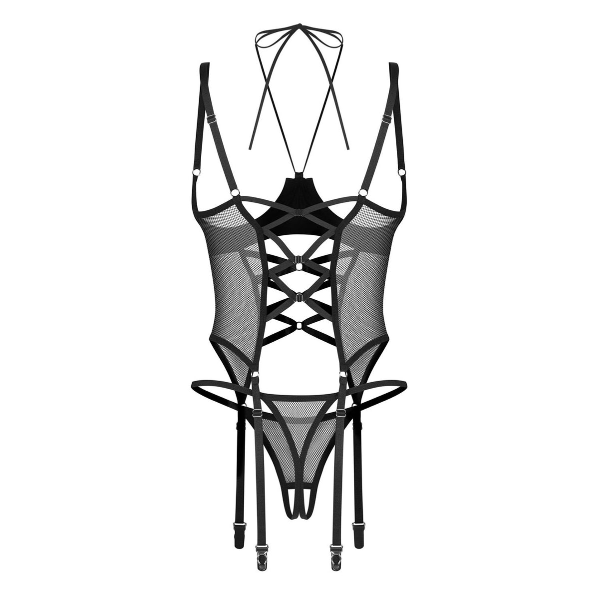 Corsetto sexy cupless con ferretto e perizoma cavallo aperto Obsessive Dominna 