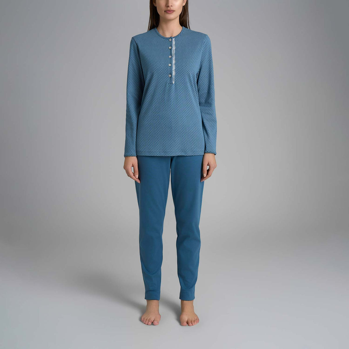 Pigiama donna fantasia geometrica caldo cotone Ragno DR67N1