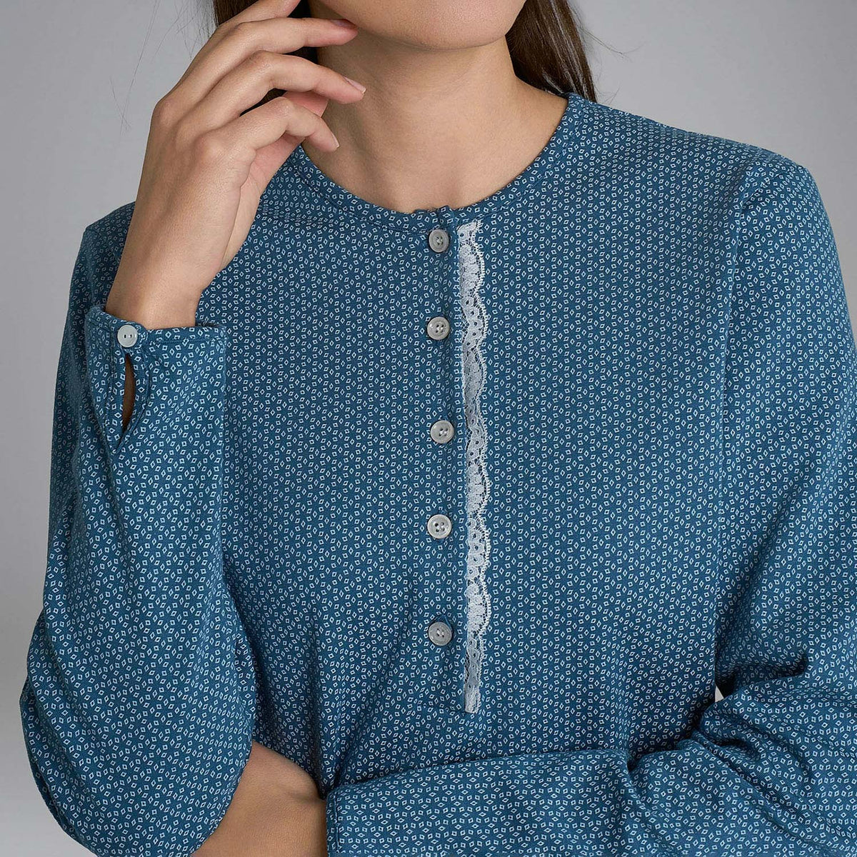 Pigiama donna fantasia geometrica caldo cotone Ragno DR67N1