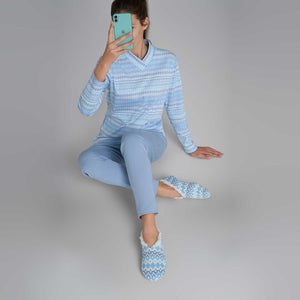 Pigiama donna scollo a v caldo cotone Ragno DR84N2 