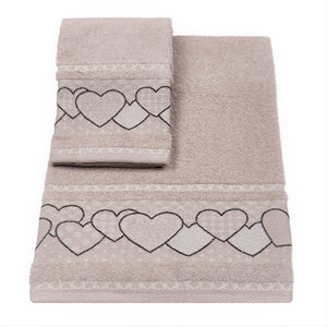 Vingi set asciugamani viso + ospite cotone Dream beige