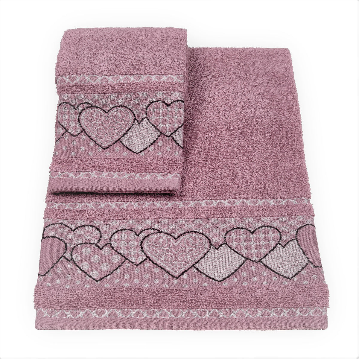 Vingi set asciugamani viso + ospite cotone Dream rosa antico