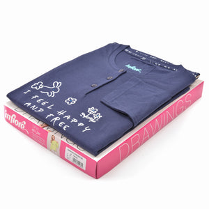 Pigiama donna Infiore 1241 cotone blu coniglietti