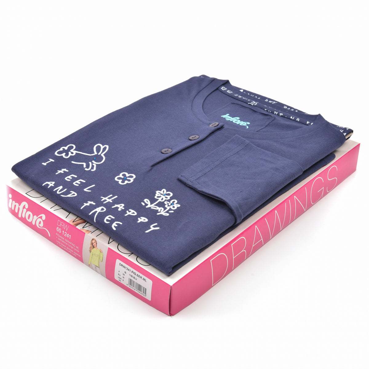 Pigiama donna Infiore 1241 cotone blu coniglietti
