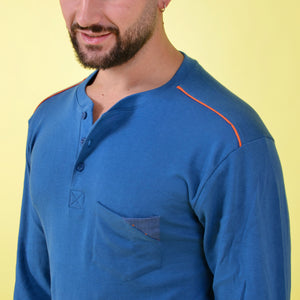 Pigiama uomo caldo cotone invernale Karelpiù SE3425 jeans